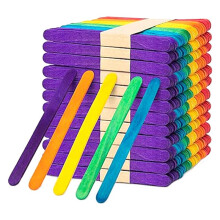 500PCS Colorful Wooden Rainbow Color Handmade Sticks Six Color Ice Cream Sticks for School Children