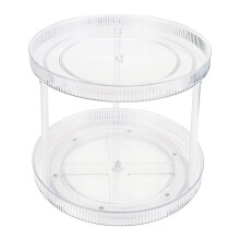 360 Clear Rotating Storage Tray, 2 Tier Lazy Susan Bathroom Countertop Organizer, Cosmetics and Perfume Organizer
