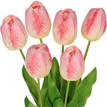 Sztuczne Kwiaty Tulipany Dekoracyjne Realistyczne Zestaw 6 Szt. Różowy 60cm