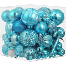 Weihnachtskugeln Set 63 Bruchfeste Weihnachtsdekorationen Marineblau 4-11 cm — christbaumschmuck blau