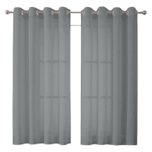 Zasłony Lniane Półprzezroczyste Zestaw 2 Sztuk Wytrzymałe Szare 140x225 cm