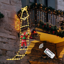 Lampki Choinkowe LED Świąteczne Mikołaj na Drabinie Wodoodporne Białe 160cm