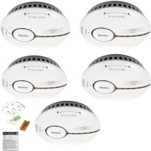 Optyczny Czujnik Dymu Alarm Przeciwpożarowy 5 Sztuk Biały 125x35 mm