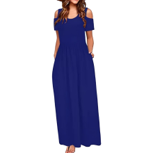 Vestido Maxi de Verano para Mujer, Transpirable, Casual, con Bolsillos, Azul Marino, Talla XXL — vestido largo mujer