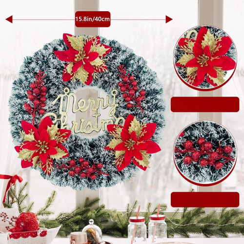 Weihnachtskranz Künstlich Elegant 38cm Rot Gold 1