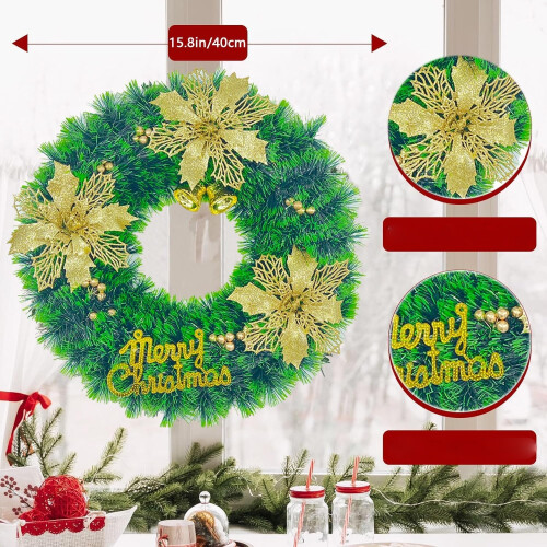Couronne de Noël Décorative 15 pouces 38 cm Verte 1