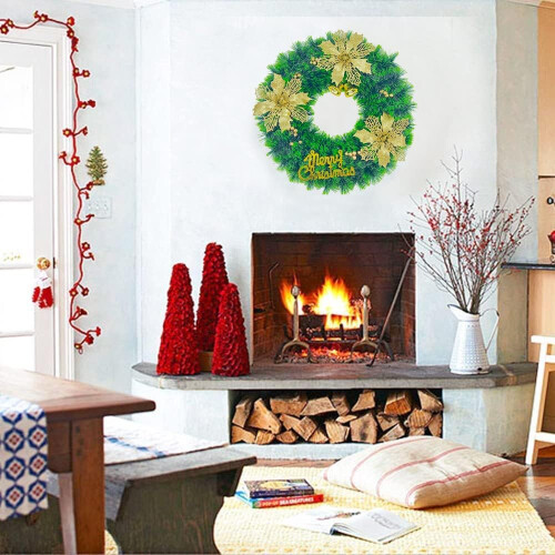 Couronne de Noël Décorative 15 pouces 38 cm Verte 2