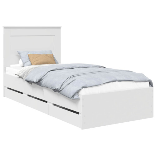 VidaXL vidaXL Bed Frame with Drawer White 75 x 190 cm Engineer Wood 1