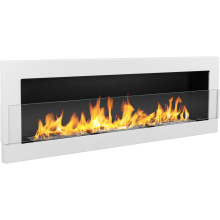 Väggmonterad bioetanolkamin 120 40 cm med säkerhetsglas, 3 TÜV-certifierad brännare, vit högblank
