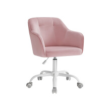 Swivel Office Chair - Linenette Fabric - Jelly Pink - Ergonomic and Height Adjustable