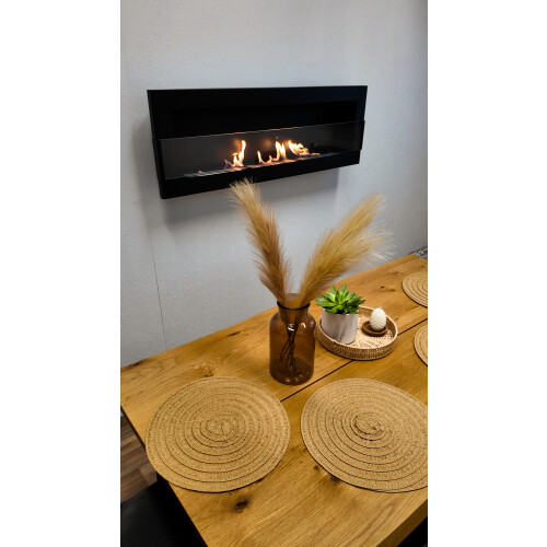 120cm Black Bioethanol Wall Fireplace 2
