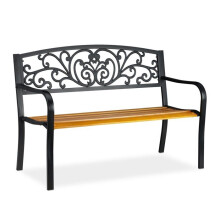 Banc de jardin rustique 120 x 60 x 80 cm avec assise ergonomique finition antique
