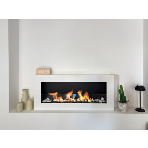 90cm White Bioethanol Wall Fireplace 1