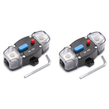 2X 12-48V 300 Amp Circuit Breaker with Manual Reset, 0-8 Gauge Trolling Car Stereo Audio Inline Fuse for Car Rv