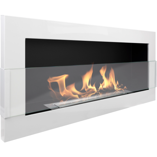 90cm White Bioethanol Wall Fireplace