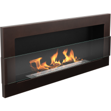 Väggmonterad bioetanolkamin 90 40 cm med säkerhetsglas, TÜV-certifierad brännare 0,75 l, brun