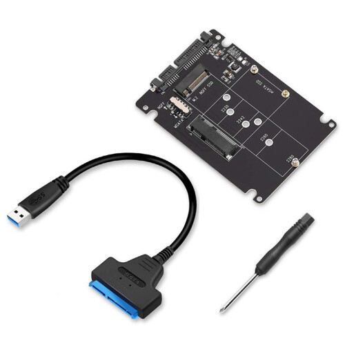 2X M.2 NGFF Oder MSATA Zu  3.0 Adapter USB 3.0 Zu 2.5  Fest Platte 2 Im 1 Konverter Reader Karte mit Kabel 1