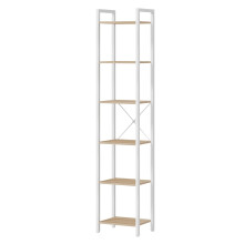 Tall 6-Tier Bookshelf - Steel Frame - Ebony Black - Narrow Design for Living Room and Home Office