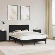 vidaXL Bed Frame with LED Strip Lights Black 135 x 190 cm Faux Leather