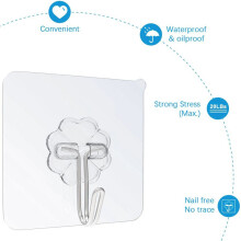 40Pcs Waterproof Self-Adhesive Hook Heavy-Duty Wall Hook Suitable for Home Kitchen Bathroom Punch-Free Strong Hook
