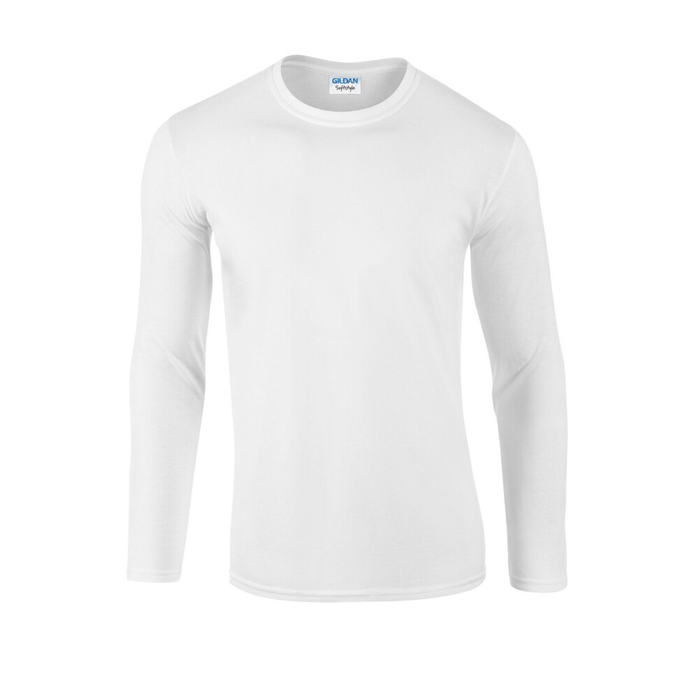 Gildan (Xxl, White) Unisex Adult Softstyle Long-Sleeved T-Shirt