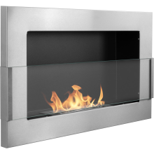 Väggmonterad bioetanolkamin 65 40 cm med säkerhetsglas, TÜV-certifierad brännare 0,35 l, brun strukturerad matt
