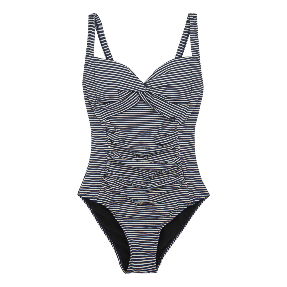 Regatta (10 Uk, Navy/White) Womens/Ladies Stripe Seersucker Tummy Control One Piece Swimsuit