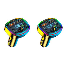 2X Auto--FM-Transmitter Auto--MP3-Player Dual-USB-Autoladegerät mit EQ-Atmosphärenlicht