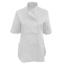 (XS, White) Dennys Womens/Ladies Short Sleeve Fitted Chef Jacket (Pack of 2)