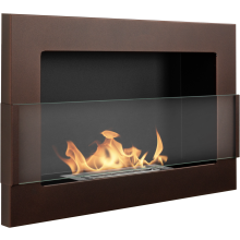 Väggmonterad bioetanolkamin 65 40 cm med säkerhetsglas, TÜV-certifierad brännare 0,35 l, rostfritt stål (Inox)
