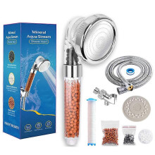 Pommeau de douche à ions négatifs avec large diamètre de sortie et réglage à trois niveaux du jet. Pommeau de douche de massage SPA ave
