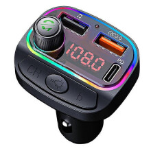 Prehrávač MP3 do auta s Bluetooth, efektom okolitého svetla, rýchlym nabíjaním PD/QC3.0, Bluetooth handsfree, FM vysielač