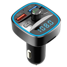 Adaptateur audio Bluetooth pour voiture avec transmetteur FM et voyants bleus, USB QC3.0