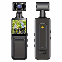 Videocamera d'azione M12 4K portatile con obiettivo girevole a 180, luce LED di riempimento e registrazione in loop.