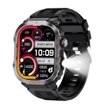 Montre connectée H08 2,01 pouces, capteur d'oxygène sanguin, boussole, lampe torche, étanche, idéale pour le sport