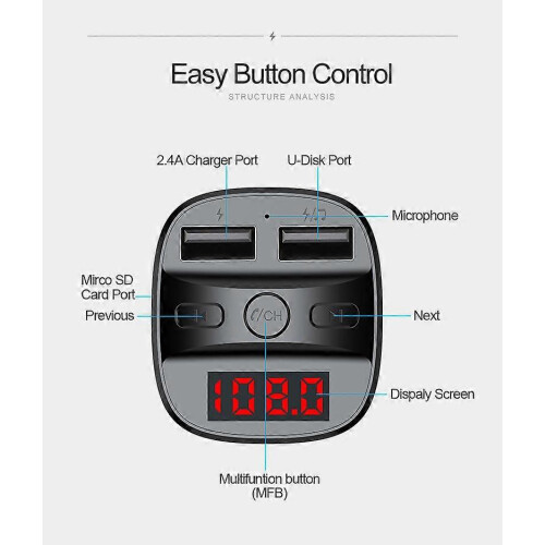 Kabelloser Bluetooth-Autoradio-Audioadapter mit FM-Transmitter und USB-Ladegerät 2