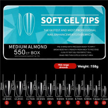 550 Stück Weiche Gel-Nagelspitzen, Falsche Halbe Abdeckung, Press--Acrylnägel, 11 Größen, Falsche Nägel, DIY-Maniküre-Werkzeuge, Mittel-Almond