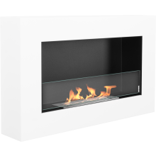 Väggmonterad bioetanolkamin BOX 65 40 cm med säkerhetsglas, TÜV-certifierad brännare 0,35 l, vit strukturerad matt
