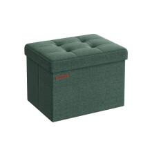 Small Foldable Storage Ottoman - Fabric - Retro Green - Versatile Foot Rest with Storage