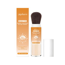 (1 Piece) Built-in Brush Face Setting Powder SPF50+ High Protection Oil Control Long Wear Cosmetic Powder