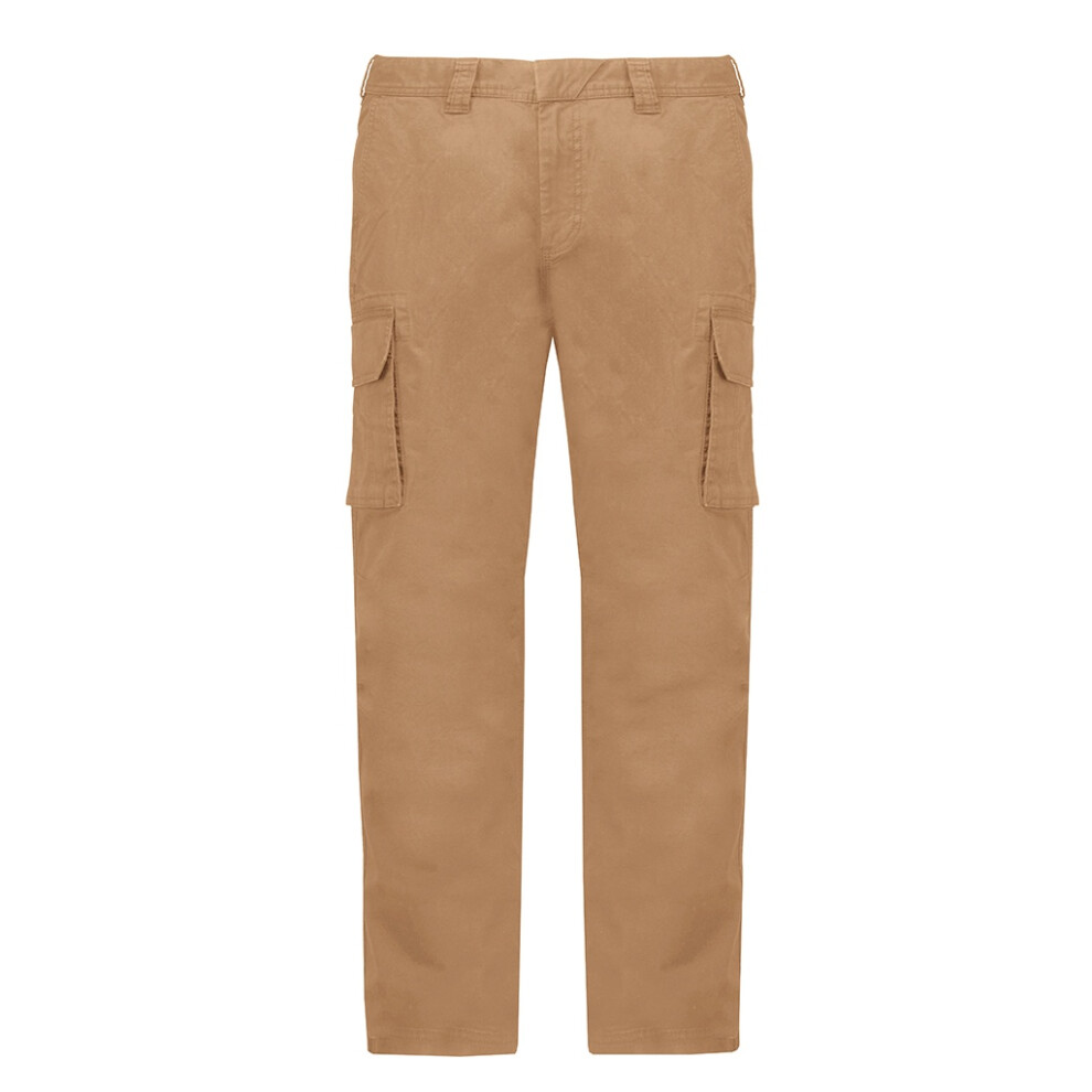 (38R, Camel) Kariban Adults Unisex Multi-Pocket Cargo Trousers 5059444587139
