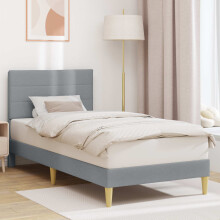 vidaXL Bed Frame with Headboard Light Grey 90 x 190 cm Fabric