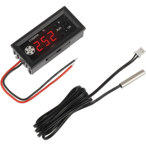 4-Wire PWM Fan Temperature Controller 12V 3A Fan Speed Controller with Temperature Probe Digital Display Module