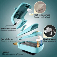 Chip Bag Sealer,Handheld Heat Vacuum Sealer Cutter,Portable Resealer Machine for Snack Plastic Fresh-Bags-Cookies C