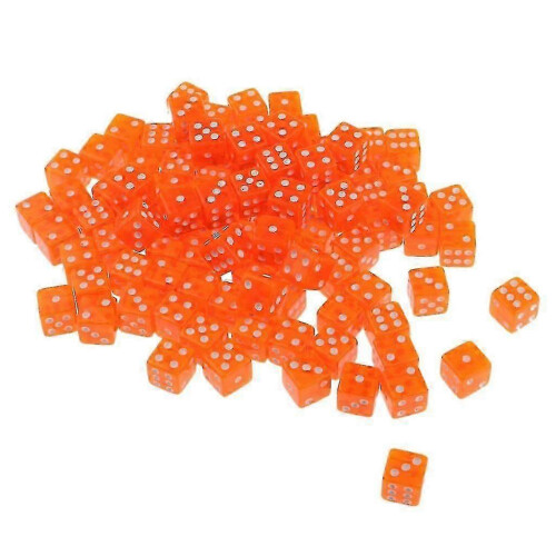 (Orange) 100pcs Orange d6 Polyhedral Dice for Gambling Lovers