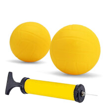 (1x 3.5in and 1x 5in) Yellow Mini Spike Replacement Balls Strong Soft Roundnet with Pump for Pool Lawn Beach