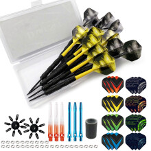 (boxed combination) Pro Steel Tip Darts 18g Nylon Shafts PET Flight Portable O-Rings Tool Box Set Multicolor