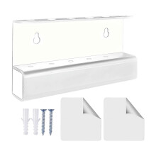 (White) Reinforced Acrylic Boomerang Wall Organizer for Indoor Game Equipment Storage