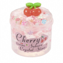 (cherry) Körsbär Sakura Kristall Slime Nonstick Lera Fruktskivor Charms Rosa Klar Lera Stressleksak