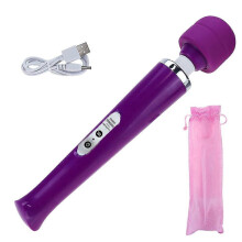 (Purple USB Recharge) Kraftig elektrisk massasjeapparat med 10 hastigheter for dyp muskelavslapning i rygg og kropp
